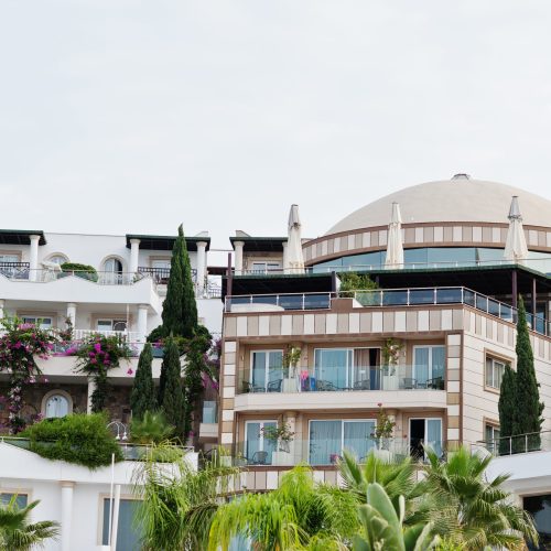 Amazing view of dome luxury royal hotel at Bodrum, Turkey.